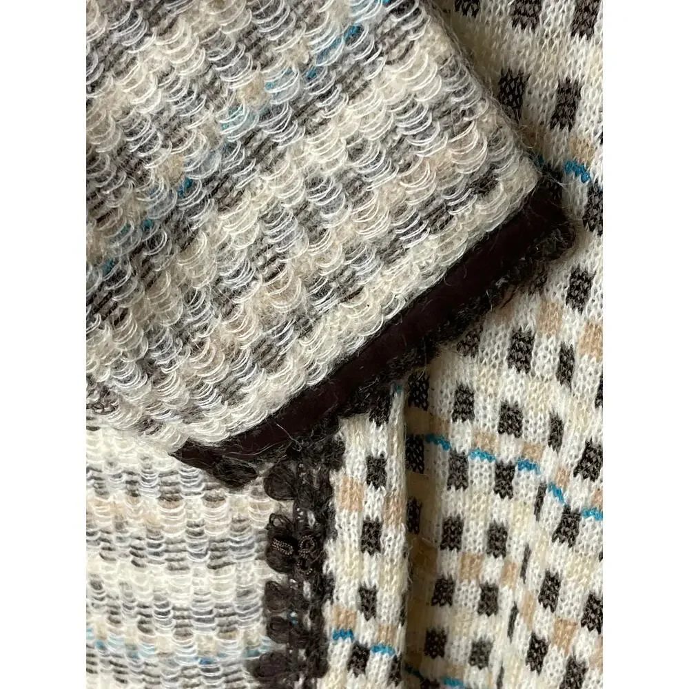 Sigrid Olsen Cream Multicolor Open Front Cardigan Sweater Size M - Picture 5 of 7